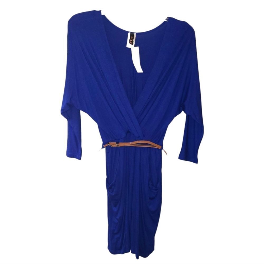 JnK by the Mogan Royal Blue Belted Dress - Picture 2 of 11